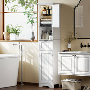 Slim Bathroom Storage Cabinet With Motion Sensor Lighting For Small Spaces White AOSOM