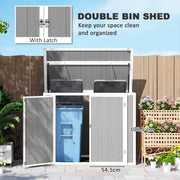 Grey Garden Storage Shed for Two Wheelie Bins Lockable Double Doors with Openable Lid by Outsunny