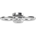 Modern LED Ceiling Light with 4 Ring Design and Adjustable Colour for Living Room Silver Tone AOSOM