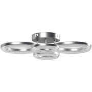 Modern LED Ceiling Light with 4 Ring Design and Adjustable Colour for Living Room Silver Tone AOSOM