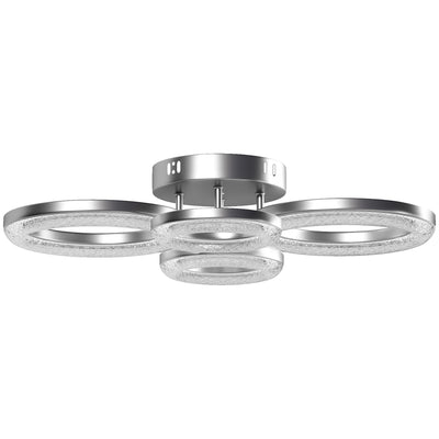 Modern LED Ceiling Light with 4 Ring Design and Adjustable Colour for Living Room Silver Tone AOSOM