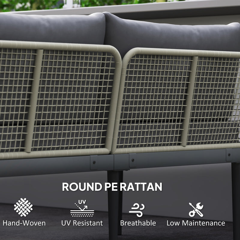 3 Piece Garden Furniture Set with Wide Cushioned Seats and Coffee Table Grey Outsunny