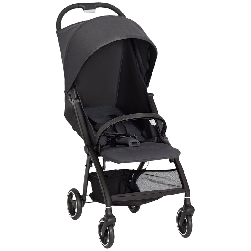Lightweight Travel Pushchair With Reclining Seat And Storage Basket For Toddlers Dark Grey AOSOM