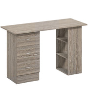 Computer Desk With Drawers and 3 Storage Shelves for Home Office Workstation, Grey