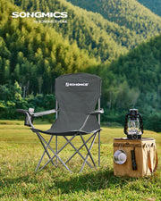 Set of 2 Slate Grey Folding Camping Chairs 150 kg Capacity Lightweight and Portable by Songmics