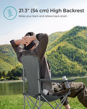 Set of 2 Slate Grey Folding Camping Chairs 150 kg Capacity Lightweight and Portable by Songmics