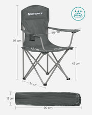 Set of 2 Slate Grey Folding Camping Chairs 150 kg Capacity Lightweight and Portable by Songmics