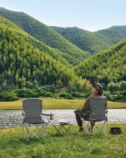 Set of 2 Slate Grey Folding Camping Chairs 150 kg Capacity Lightweight and Portable by Songmics