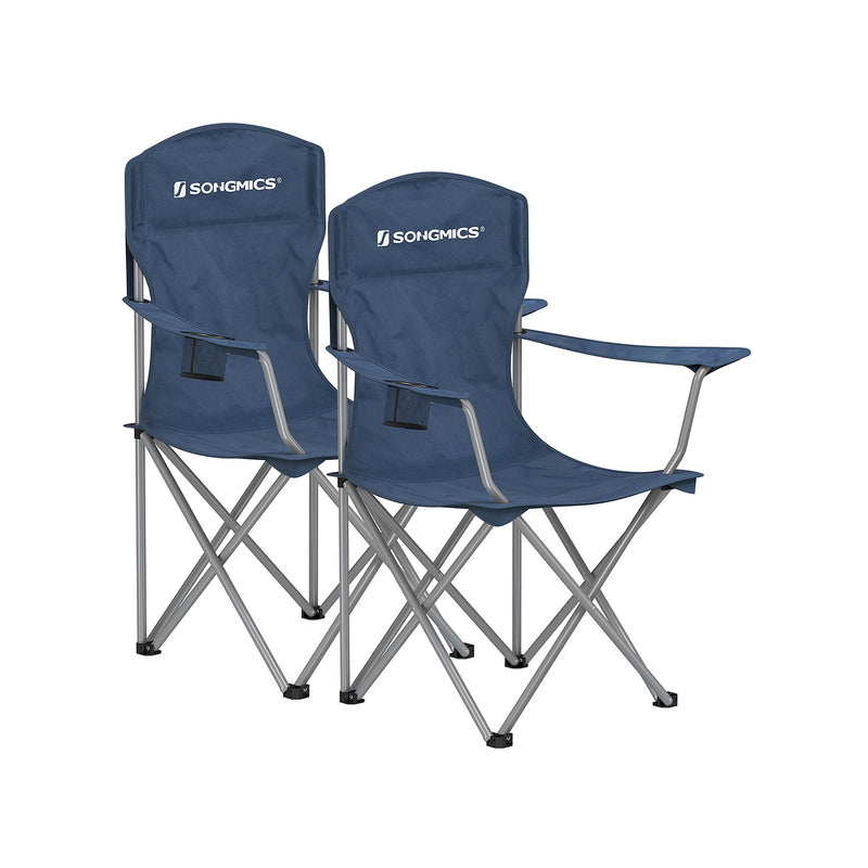 Set of 2 Folding Camping Chairs 150 kg Capacity in Twilight Blue by Songmics