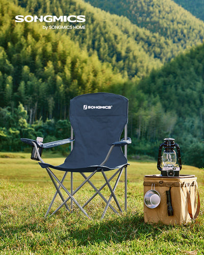 Set of 2 Folding Camping Chairs 150 kg Capacity in Twilight Blue by Songmics