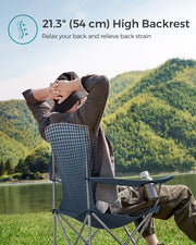 Set of 2 Folding Camping Chairs 150 kg Capacity in Twilight Blue by Songmics