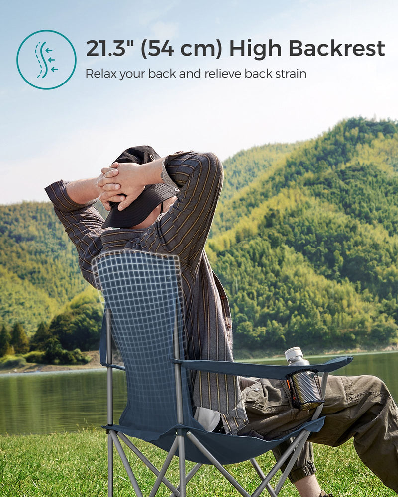 Set of 2 Folding Camping Chairs 150 kg Capacity in Twilight Blue by Songmics