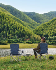 Set of 2 Folding Camping Chairs 150 kg Capacity in Twilight Blue by Songmics