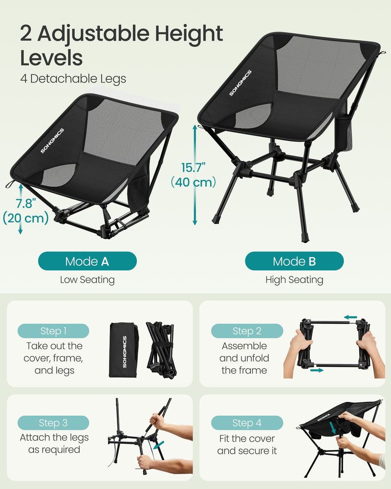Lightweight Folding Camping Chair Steel Frame 48x56x69 cm by SONGMICS