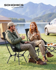 Black Folding Camping Chair Portable Lightweight with Mesh Back, Cup Holder & Pocket by SONGMICS Songmics