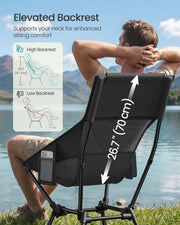 Black Folding Camping Chair Portable Lightweight with Mesh Back, Cup Holder & Pocket by SONGMICS Songmics