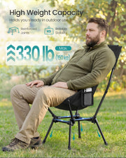 Black Folding Camping Chair Portable Lightweight with Mesh Back, Cup Holder & Pocket by SONGMICS Songmics