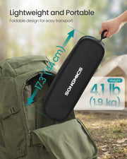 Black Folding Camping Chair Portable Lightweight with Mesh Back, Cup Holder & Pocket by SONGMICS Songmics