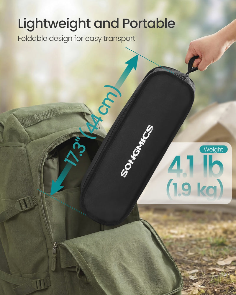 Black Folding Camping Chair Portable Lightweight with Mesh Back, Cup Holder & Pocket by SONGMICS Songmics