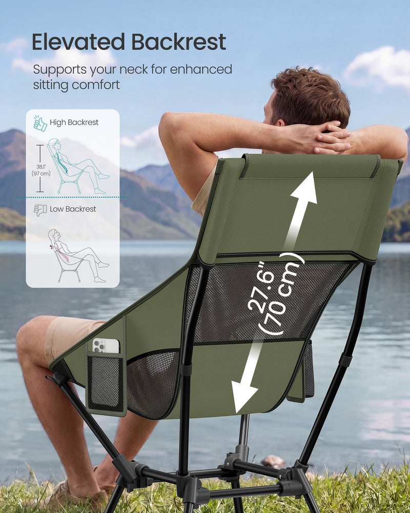 Portable Lightweight Folding Camping Chair with Mesh Back, Pocket & Cup Holder by SONGMICS Songmics