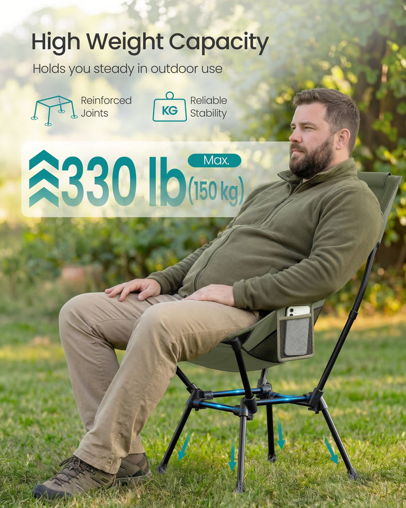 Portable Lightweight Folding Camping Chair with Mesh Back, Pocket & Cup Holder by SONGMICS Songmics