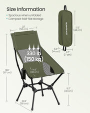 Portable Lightweight Folding Camping Chair with Mesh Back, Pocket & Cup Holder by SONGMICS Songmics