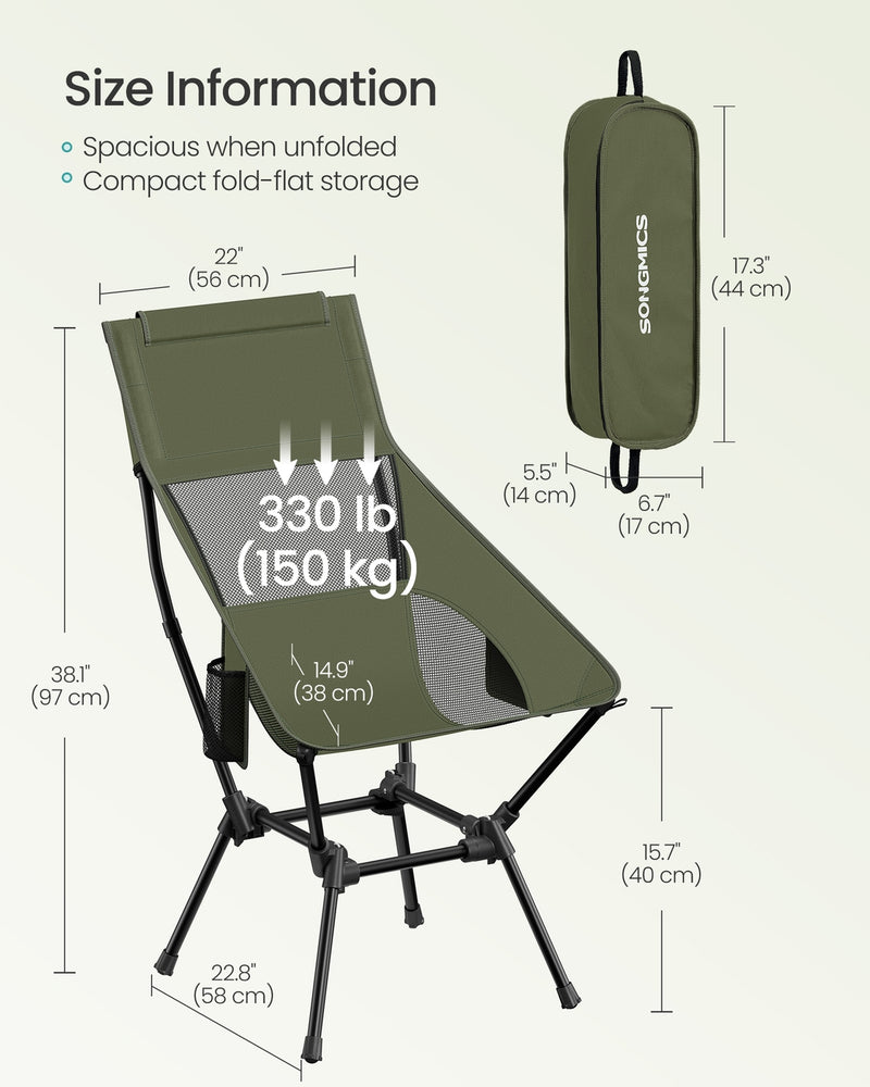 Portable Lightweight Folding Camping Chair with Mesh Back, Pocket & Cup Holder by SONGMICS Songmics