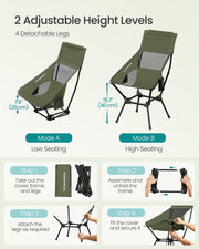 Portable Lightweight Folding Camping Chair with Mesh Back, Pocket & Cup Holder by SONGMICS Songmics