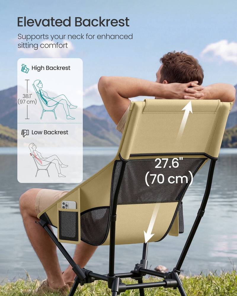 Lightweight Portable Folding Camping Chair with High Back, Pocket & Cup Holder by SONGMICS Songmics