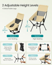 Lightweight Portable Folding Camping Chair with High Back, Pocket & Cup Holder by SONGMICS Songmics