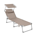 Folding Sun Lounger With Adjustable Sunshade & Lightweight Frame in Taupe by SONGMICS Songmics