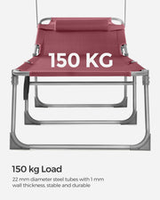 Folding sun lounger with adjustable sunshade and steel frame by SONGMICS Songmics