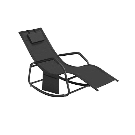 Black Outdoor Reclining Lounger with Anti Tip Design for Garden or Patio by Songmics