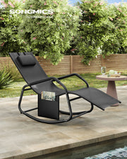 Black Outdoor Reclining Lounger with Anti Tip Design for Garden or Patio by Songmics