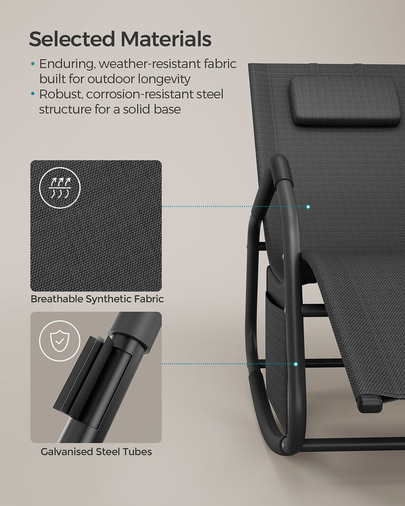 Black Outdoor Reclining Lounger with Anti Tip Design for Garden or Patio by Songmics