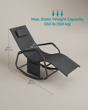 Black Outdoor Reclining Lounger with Anti Tip Design for Garden or Patio by Songmics