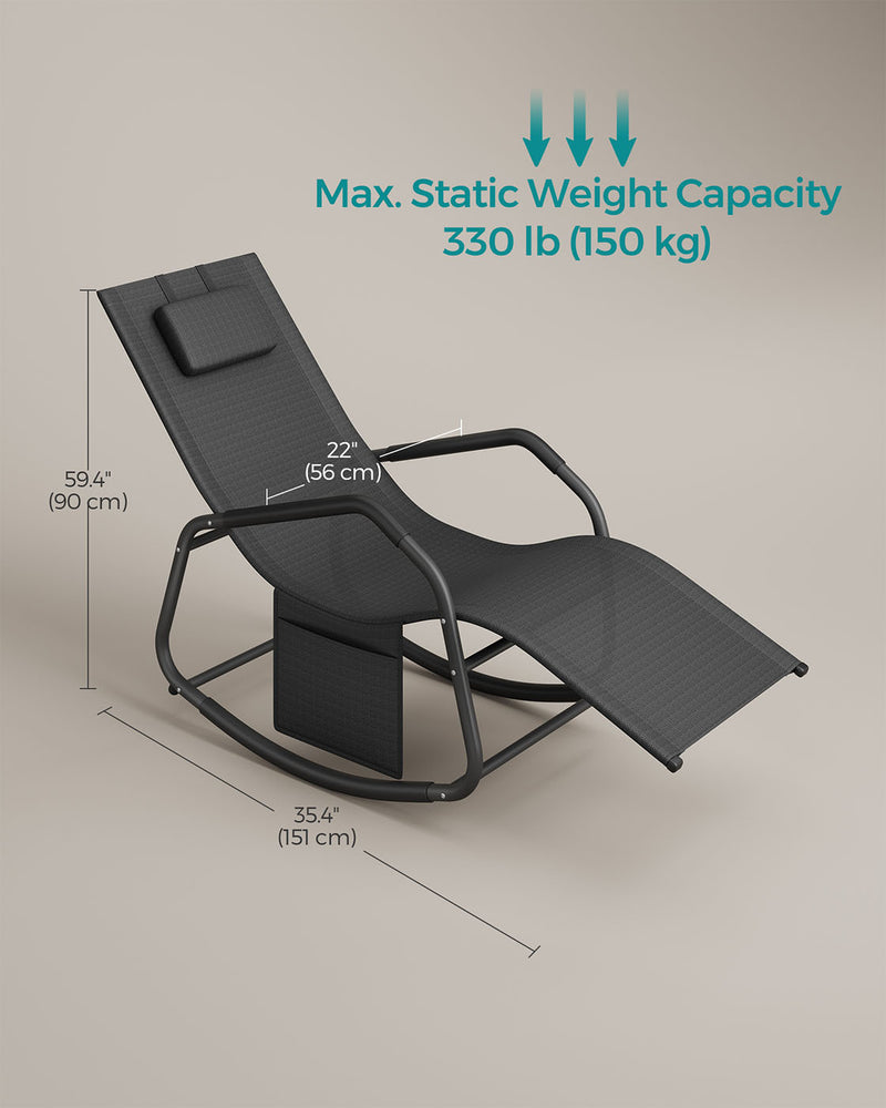 Black Outdoor Reclining Lounger with Anti Tip Design for Garden or Patio by Songmics