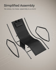 Black Outdoor Reclining Lounger with Anti Tip Design for Garden or Patio by Songmics