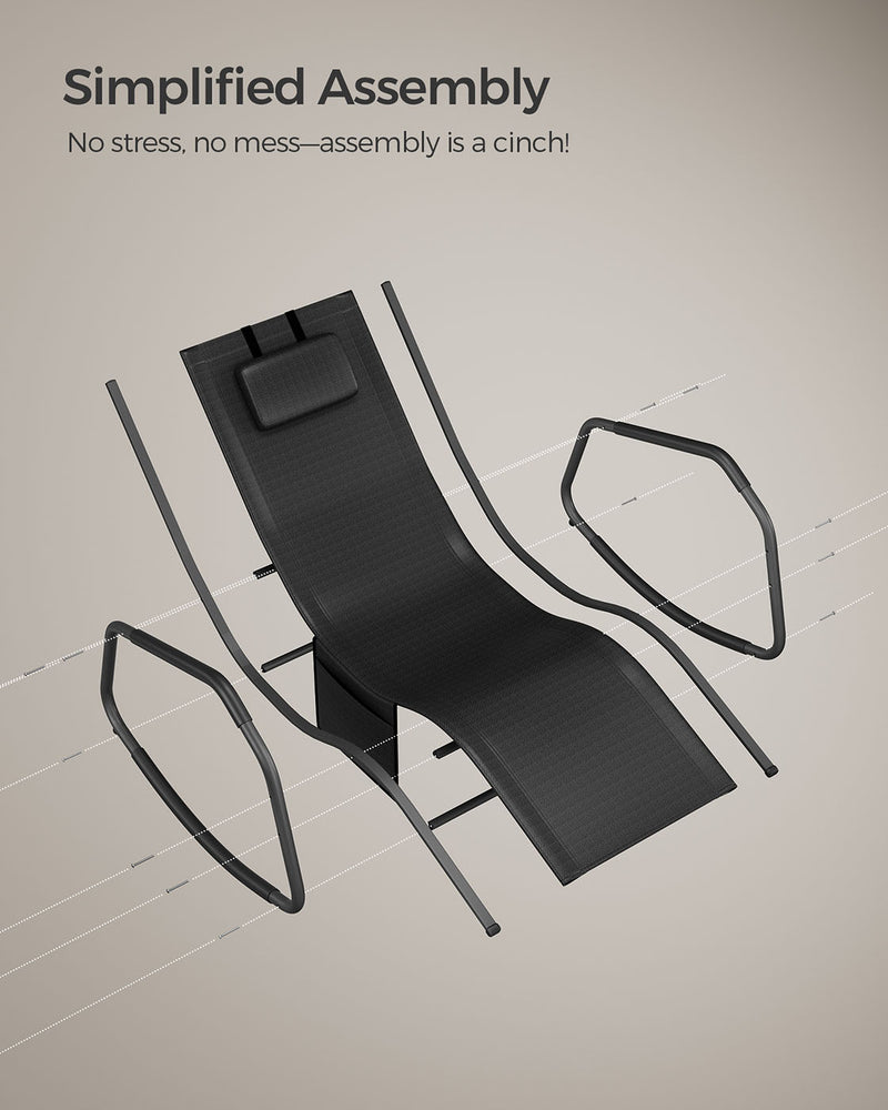 Black Outdoor Reclining Lounger with Anti Tip Design for Garden or Patio by Songmics