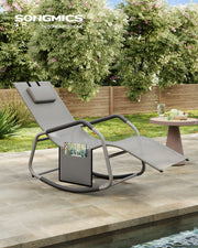 Outdoor Lounger Recliner with Anti-Tipping Stops Dove Grey SONGMICS