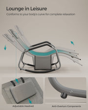 Outdoor Lounger Recliner with Anti-Tipping Stops Dove Grey SONGMICS