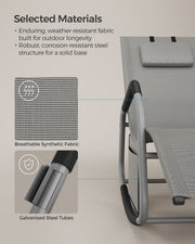 Outdoor Lounger Recliner with Anti-Tipping Stops Dove Grey SONGMICS