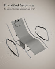 Outdoor Lounger Recliner with Anti-Tipping Stops Dove Grey SONGMICS