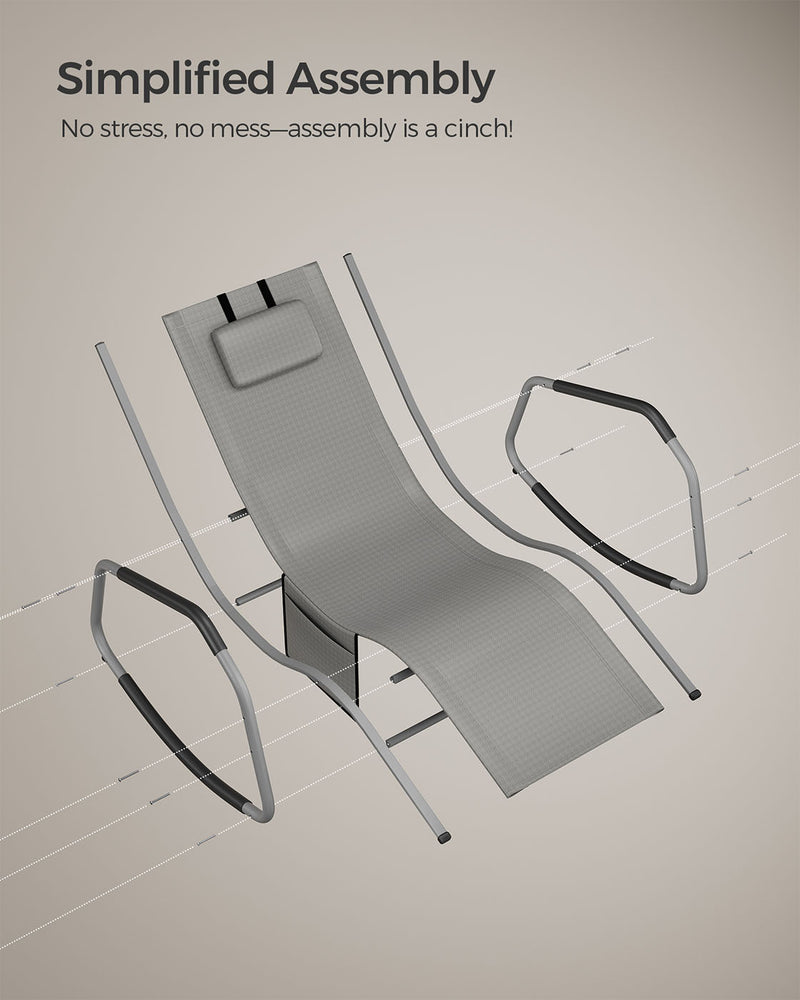 Outdoor Lounger Recliner with Anti-Tipping Stops Dove Grey SONGMICS