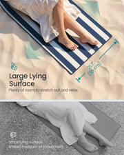 Folding Beach Loungers Galvanised Steel Frame 2-Pack Blue & White by SONGMICS Songmics