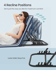 Folding Beach Loungers Galvanised Steel Frame 2-Pack Blue & White by SONGMICS Songmics