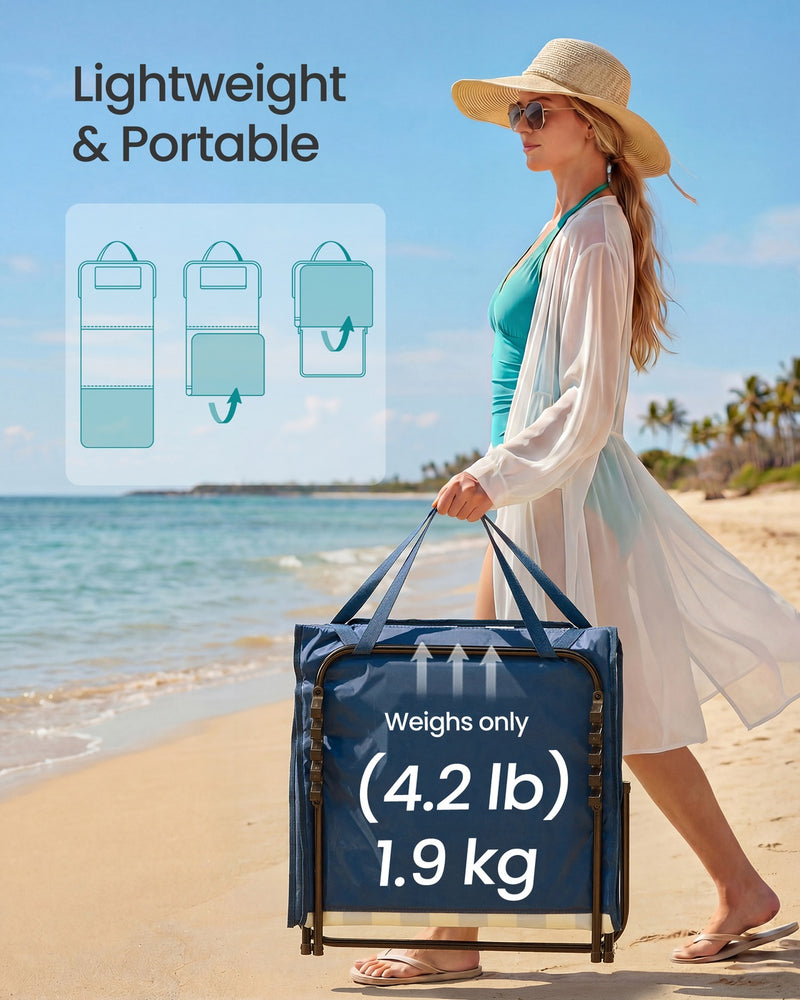 Folding Beach Loungers Galvanised Steel Frame 2-Pack Blue & White by SONGMICS Songmics