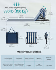 Folding Beach Loungers Galvanised Steel Frame 2-Pack Blue & White by SONGMICS Songmics