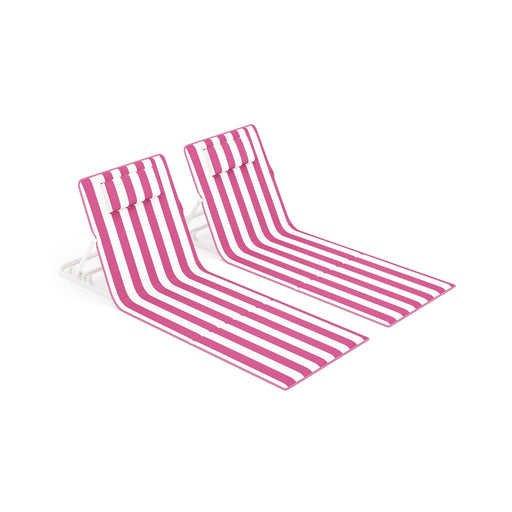 Sun Lounger 4 Position Adjustable 158cm Steel Strawberry Red & White by SONGMICS Songmics