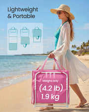 Sun Lounger 4 Position Adjustable 158cm Steel Strawberry Red & White by SONGMICS Songmics